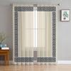 Cortinas Voile Transparentes con Patrón Geométrico Rojo de Llave Griega para Ventana de Salón, Cortina de Tul de Chifón para Cocina, Dormitorio, Cortinas Decorativas para el Hogar