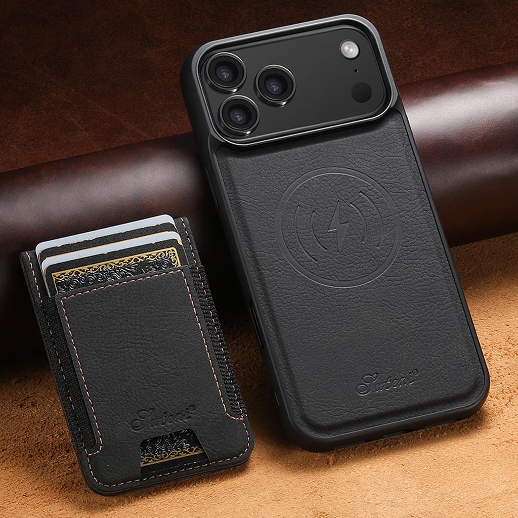 Custodia per Telefono Portacarte con Ricarica Wireless Magnetica Per iPhone 18 Pro Max 17 Pro 16 Plus 15 14 13 12 Copertura Lussuosa in Pelle di Vacchetta