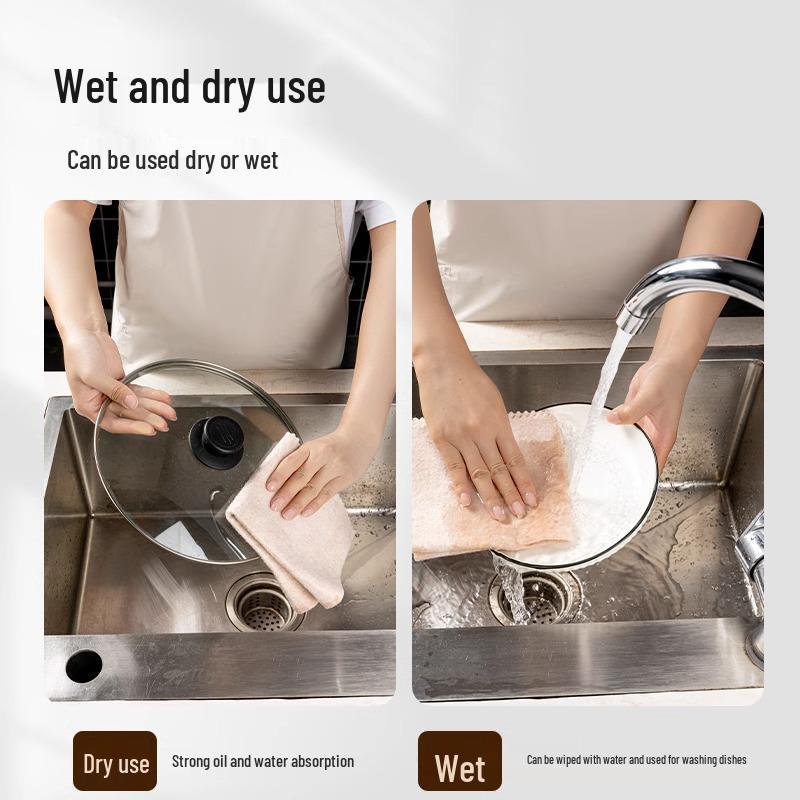 Loofah Oil-Absorbing Lint-Free Dishcloth - Enhanced Kitchen Cleaning Cloth