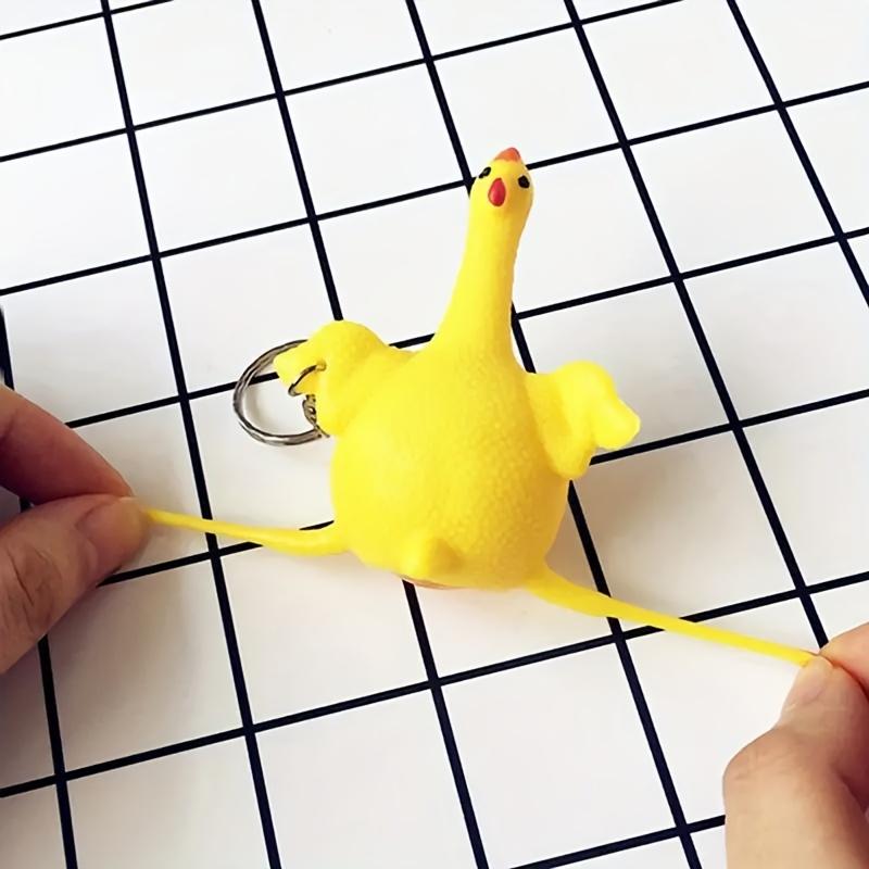 2 Stück Legehuhn Squishy Schlüsselanhänger, Lustige Knet-Neuheitenspielzeuge, Kreativer Schlüsselanhänger für Kindergeschenke