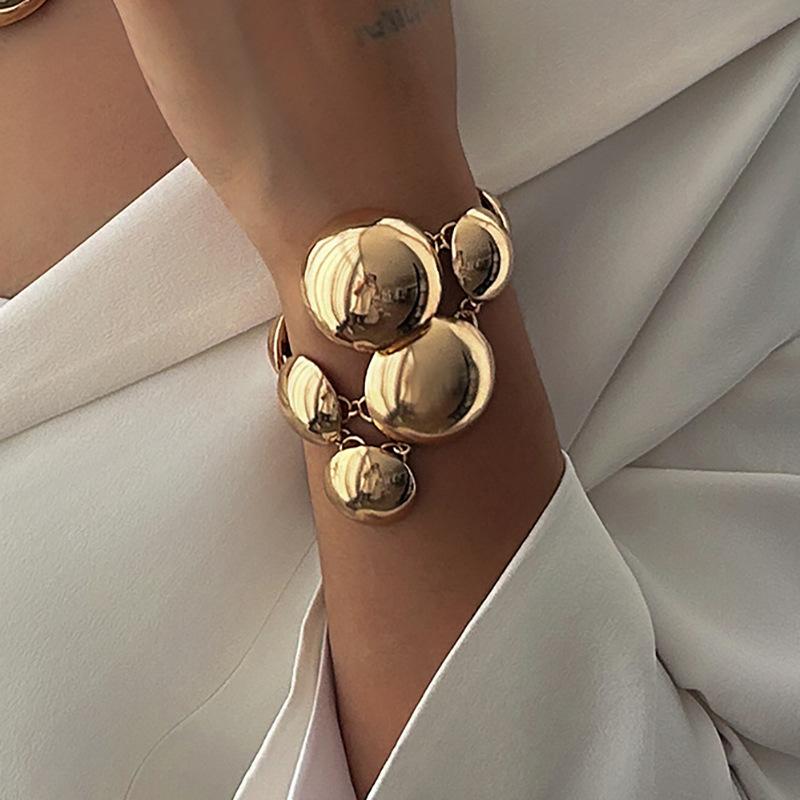 DIEZI Personlig Punk Halskjeder Armbånd Sett For Kvinner Geometrisk Gull Kobber Farge Rundt Anheng Halskjeder Hip Hop Zirkon Sett