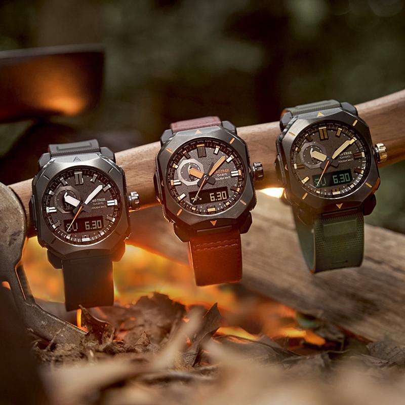 Casio PRO TREK Series-Disc Dual Display Solar Outdoor Urban Forest Sports Solar Quartz Movement Resin Strap Japanese and Korean Watch PRW-6900Y-1PR