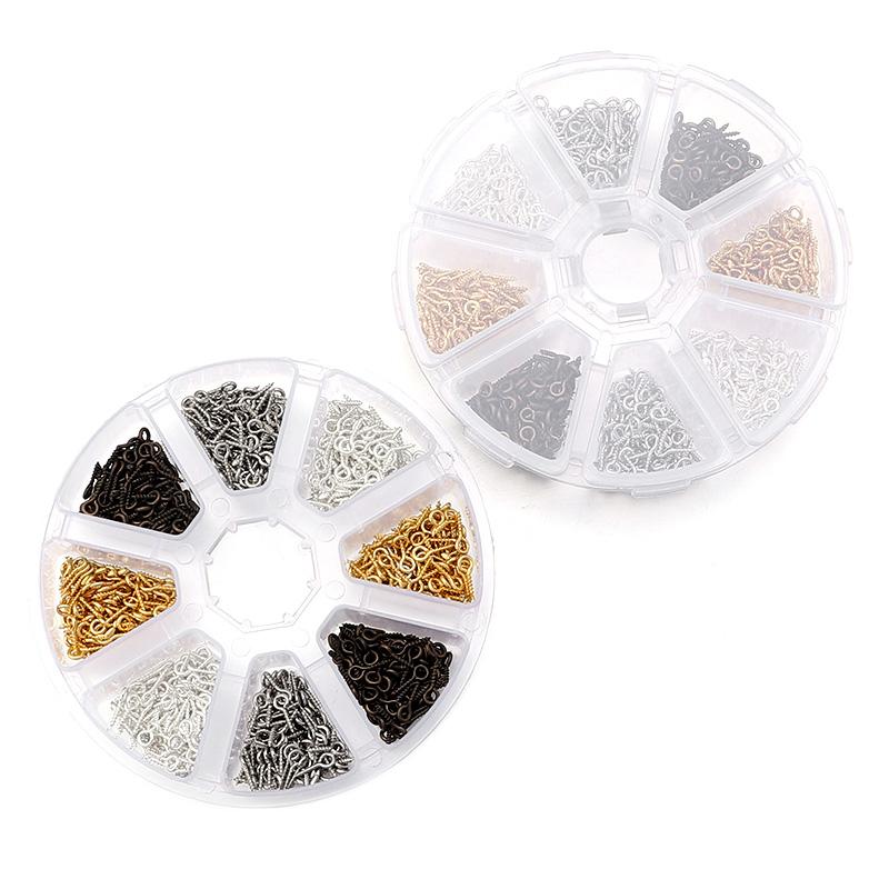 400-800pcs/Box 4 Colors Small Eye Screw Pins Metal Eyepin Hooks Eyelets Screw Threaded Clasps For DIY Jewelry Making Supplies