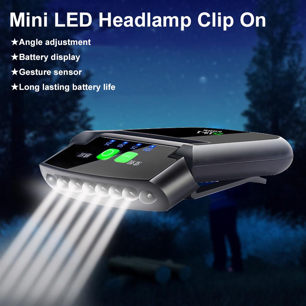 LED Headlamp Clip On Cap Hat Light Head Torch Fishing Camping Lamp USB Rechargeable Head Lamp Portable Mini Lighting Headlight