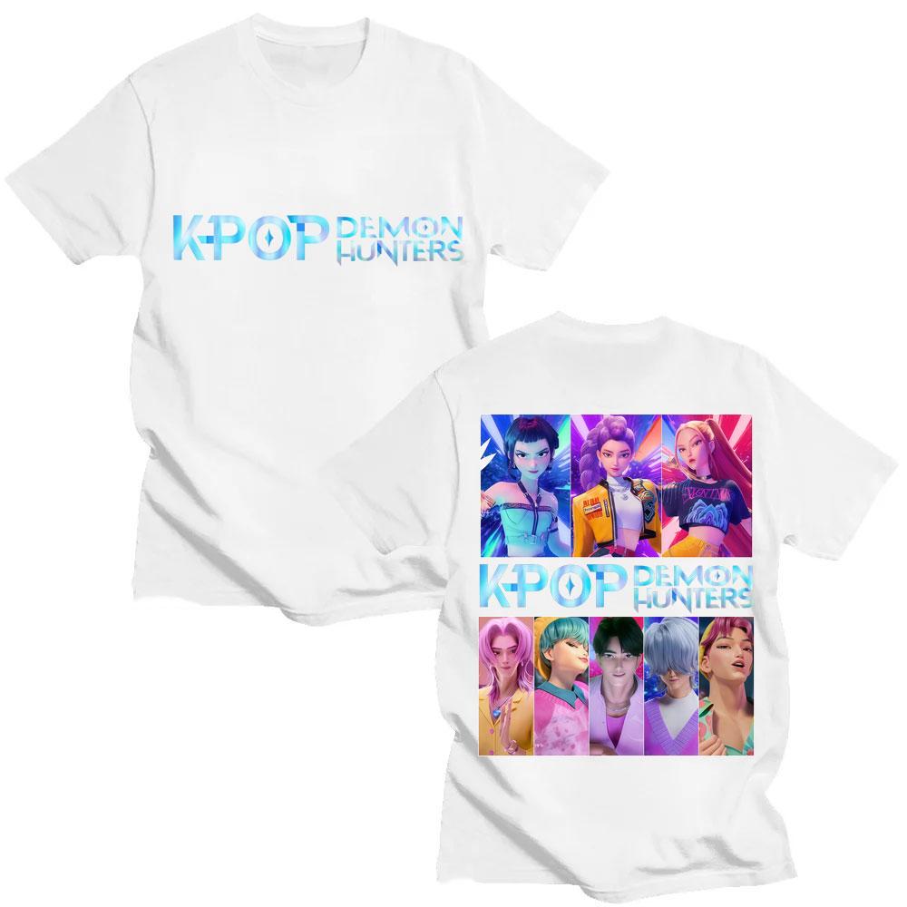 KPop Demon Hunters Huntrix Saja Boys Graphic T-shirts Men Women Fashion Manga Short Sleeve Oversized 100% Cotton Casual T Shirts