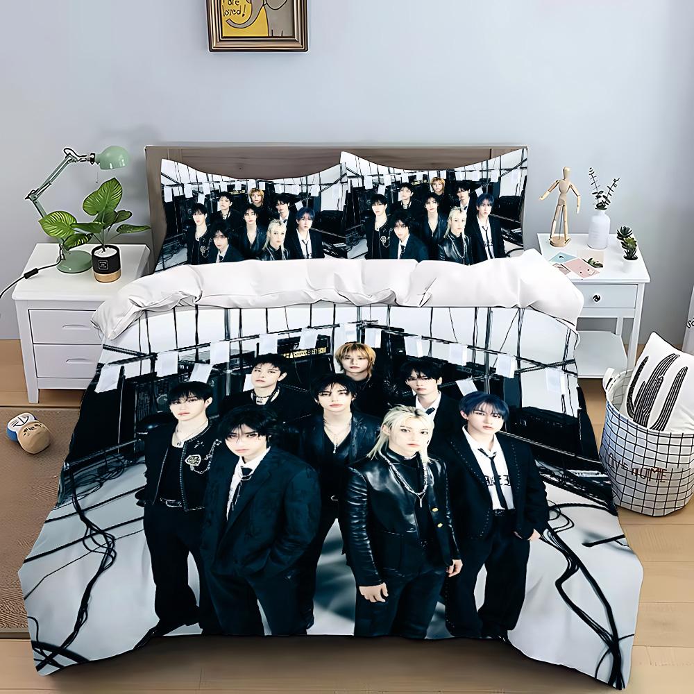 KPOP Duvet Cover Pillowcase S-Stray-K-Kids Bedding Set Adult Boy Girl Bedroom Decoration Children Gift Single Double Large Size