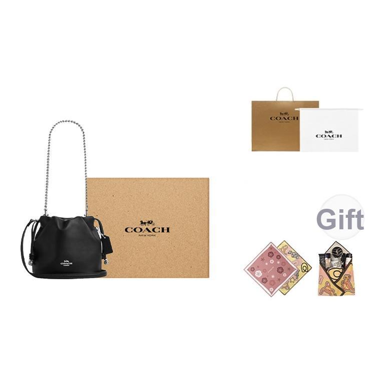 Coach Faye 18 Silver Logo Bucket Bag Mini Women Bags Black CDB67-SVBK