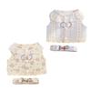 Pet Harness Chest Vest for Dog and Cats, Lace Trim Vest Design with Front Button, Pattern Fabric and Double D-Rings Hook for Walking