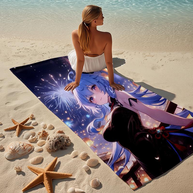 Proof Beach Towel with a Genshin Impact Characters5 Pattern - Soft,absorbent,quick-drying,machine Washable - Perfect for Swimming,camping,bathing