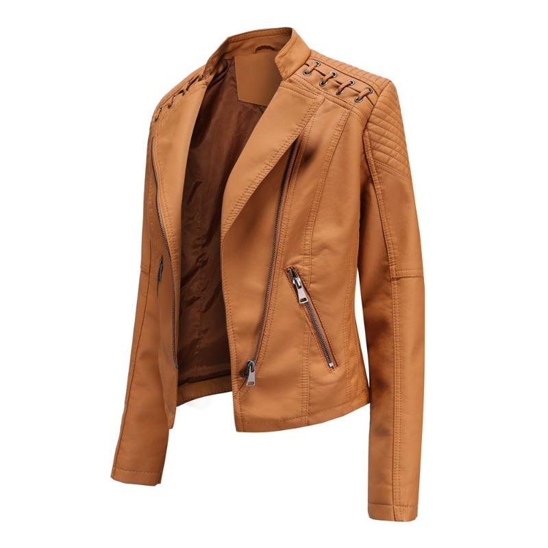 New Spring and Autumn Women's Leather Jacket Women's Jacket Slim Thin Small Jacket Women's Motorcycle Clothing Leather Jacket
