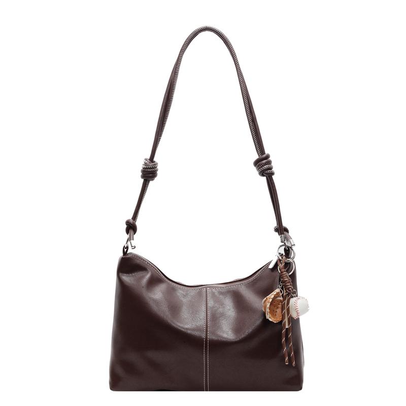 High-Capacity Shoulder Bag Retro Style With Advanced Feeling Soft Leather Sewing Line Leisure Versatile Crossbody Bag 1990₽
