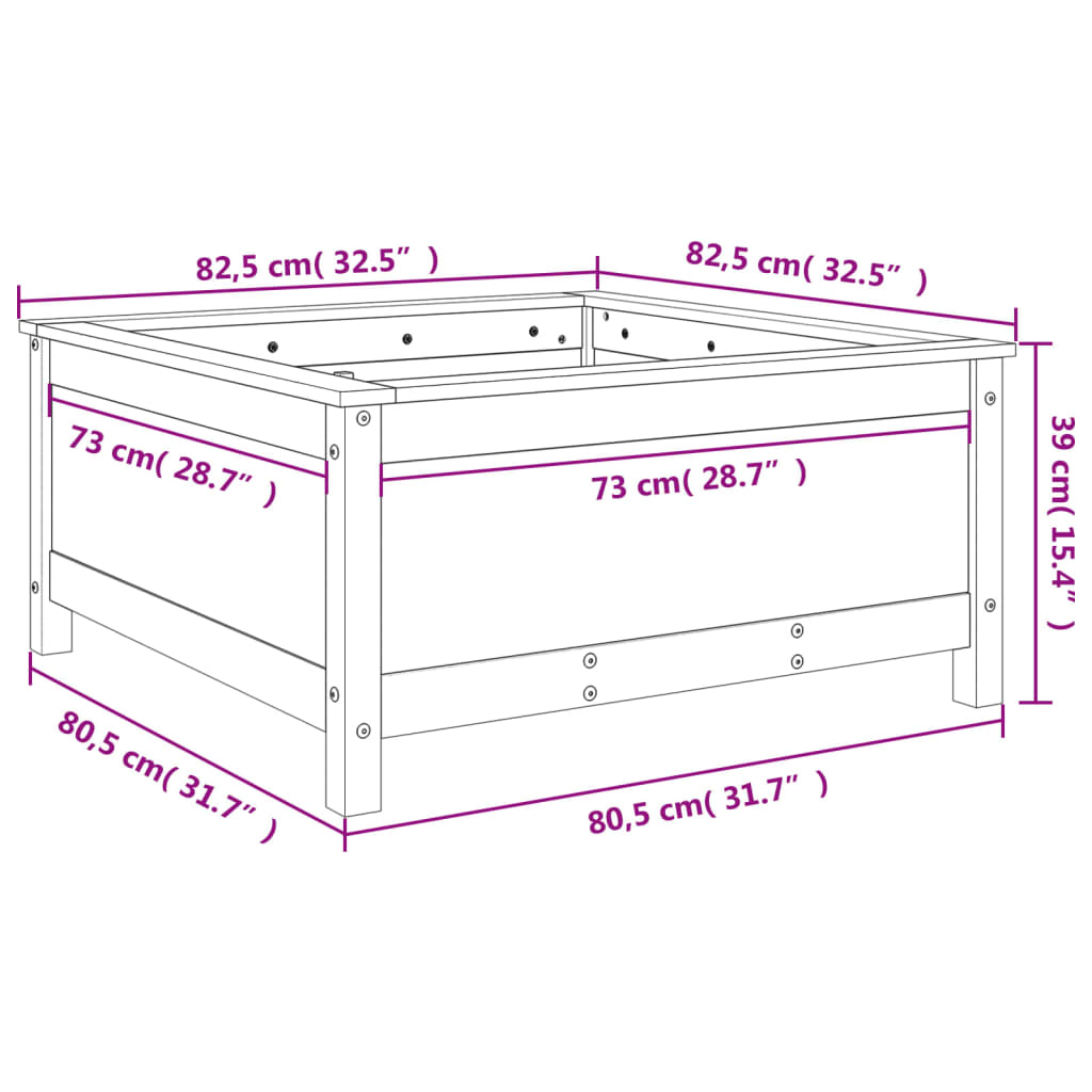 Plant Pot 82.5 x 82.5 x 39 cm Solid Douglas Fir Wood