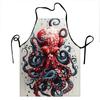Octopus Sea Creature Art Apron For Cooking And Kitchen Use With Vibrant Red And Blue Design