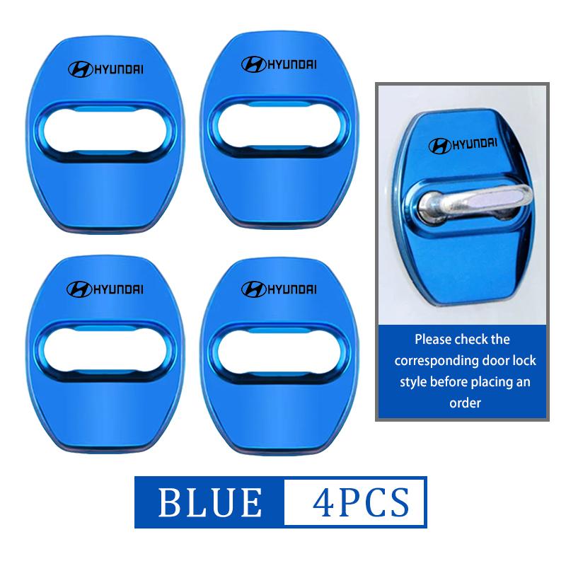 4Pcs Zinc Alloy Car Door Lock Buckle Protective Covers For Hyundai Genesis N-LINE I10 I20 I30 I40 IX20 IX35 Kona Tiburon HH52