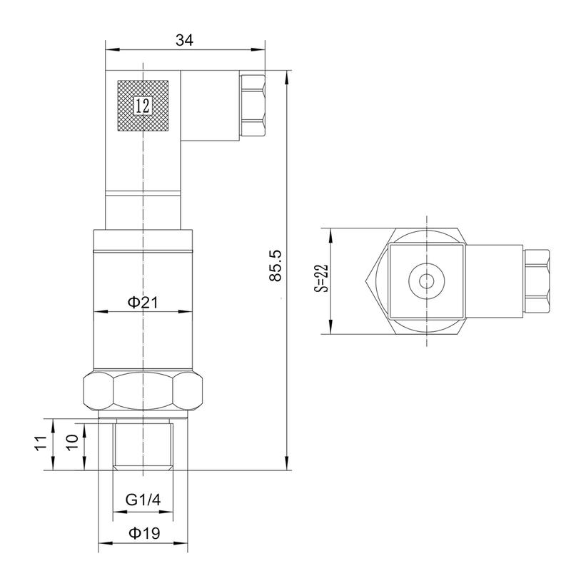 Pressure Transmitter G1/4 12-36V 0-10V 0-600bar Optional Stainless Steel Water Oil Fuel Gas Air Pressure Transducer Sensor