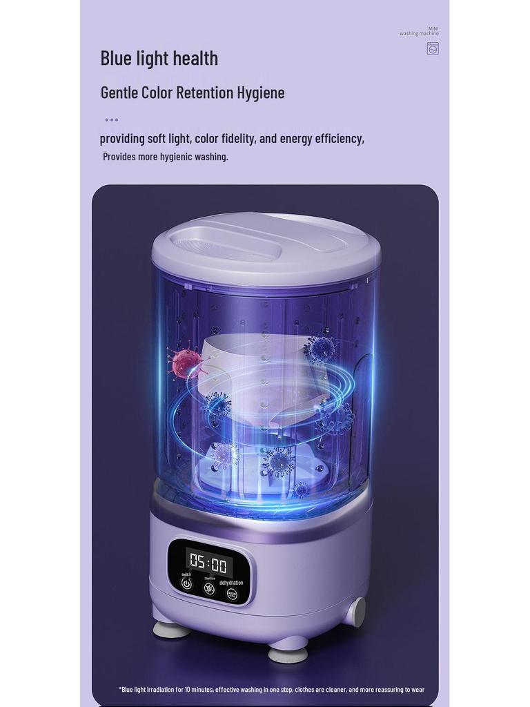 Portable Wireless Mini Washer with Wash & Dehydrate Functions for Underwear, Socks, and Small Items