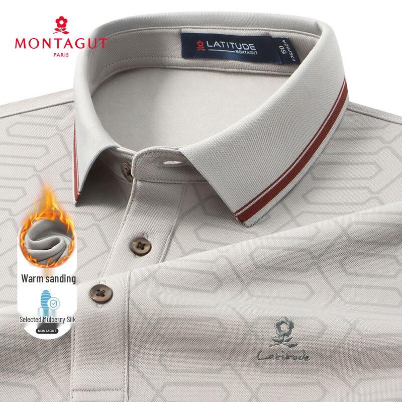 Montagut Men s Embroidered Mulberry Silk Blend Long Sleeve Polo Shirt 52
