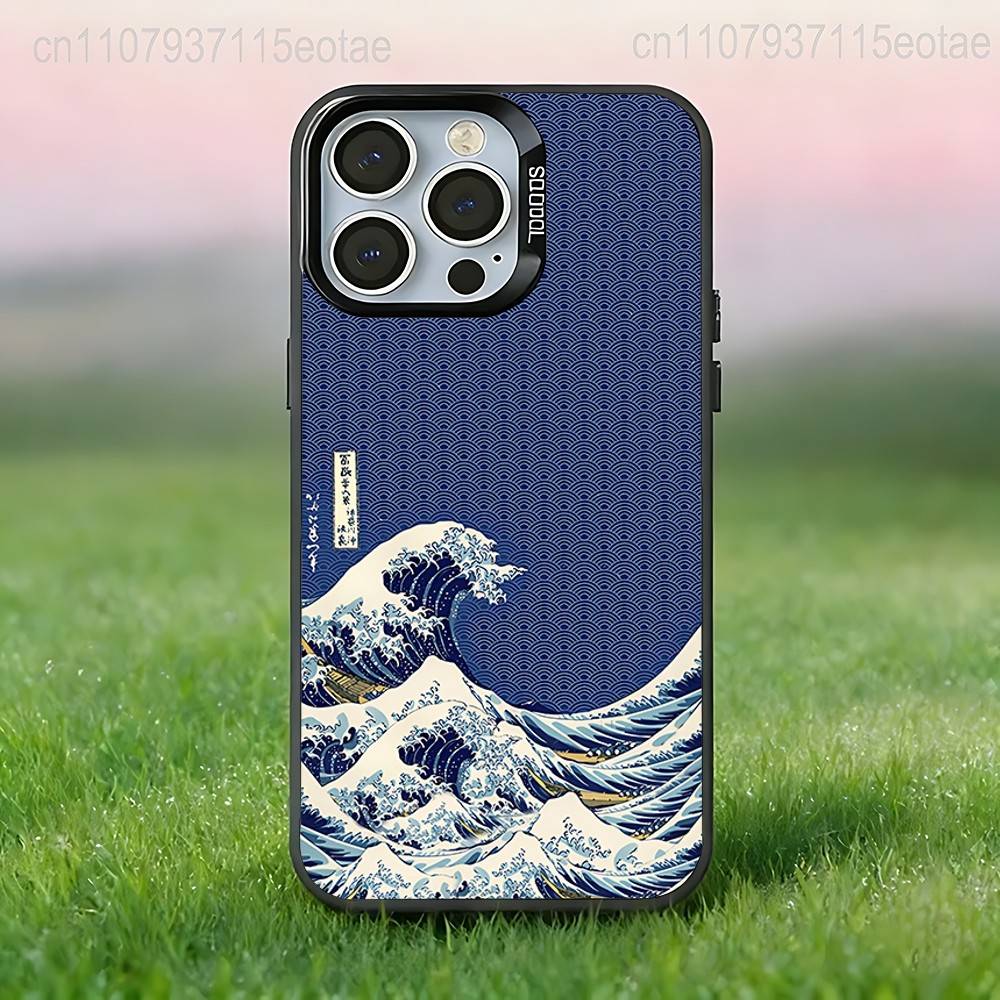 La Grande Onda di Kanagawa Custodia per Telefono Per iPhone 17,16,15,14,13,12,11,Pro,Max,Plus,E,Air,Mini Cover Nera IMD