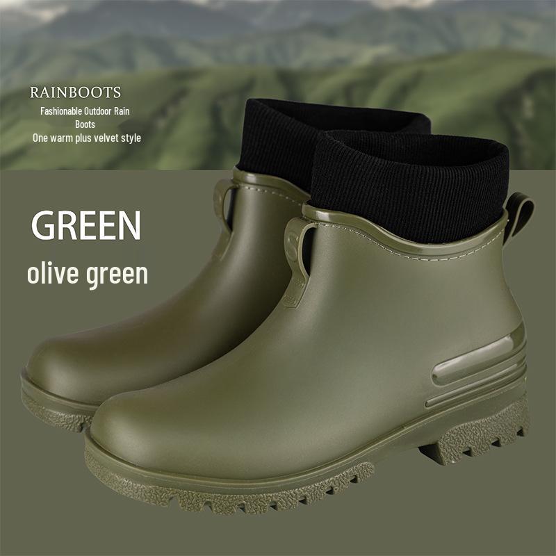 Modische Unisex Kurze Regenstiefel mit Samt, Rutschfestem, Wasserdichtem Design für Damen