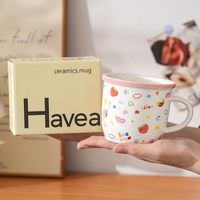 

Cute Fruit Mug Milk Cup Children s Breakfast Cup High Value Cartoon Ceramic Cup Office Drinking Cup 350ml