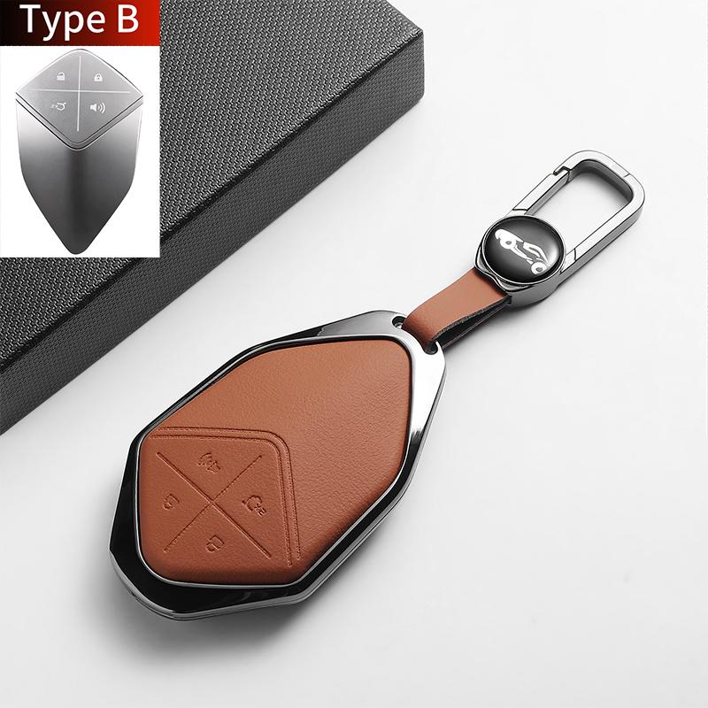 For Changan DEEPAL S07 L07 SL03 S7 G318 S05 Leather Metal Car Smart Key Case Cover Fob Car Protector Key Shell Decor Accessories