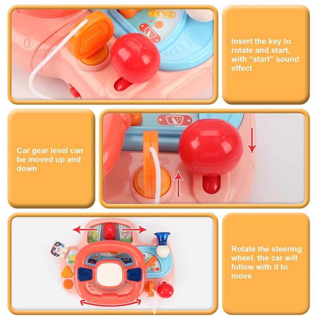Baby Simulation Driving Car Cartoon Electric Steering Wheel with Music and Lighting Toys Early Educational Toys for Kids Gifts
