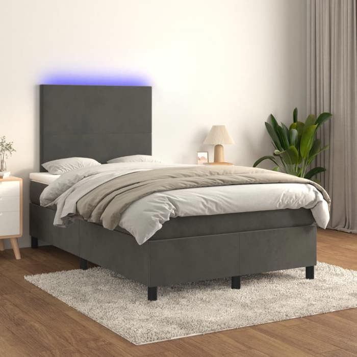VidaXL Slatted Bed Base with LED Mattress, Upholstered Bed, Double Bed, Adult Bedroom Interior Bed, 3135994