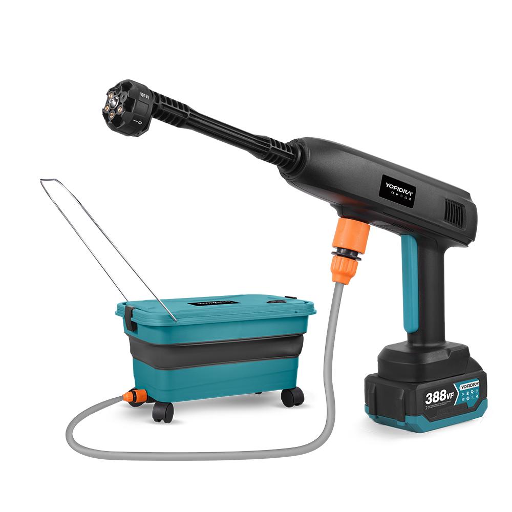 Yofidra 6 IN 1 High Pressure Car Washer Gun with Water Tank Portable Cleaning Tool Garden Spray Gun For Makita 18V Battery Pins