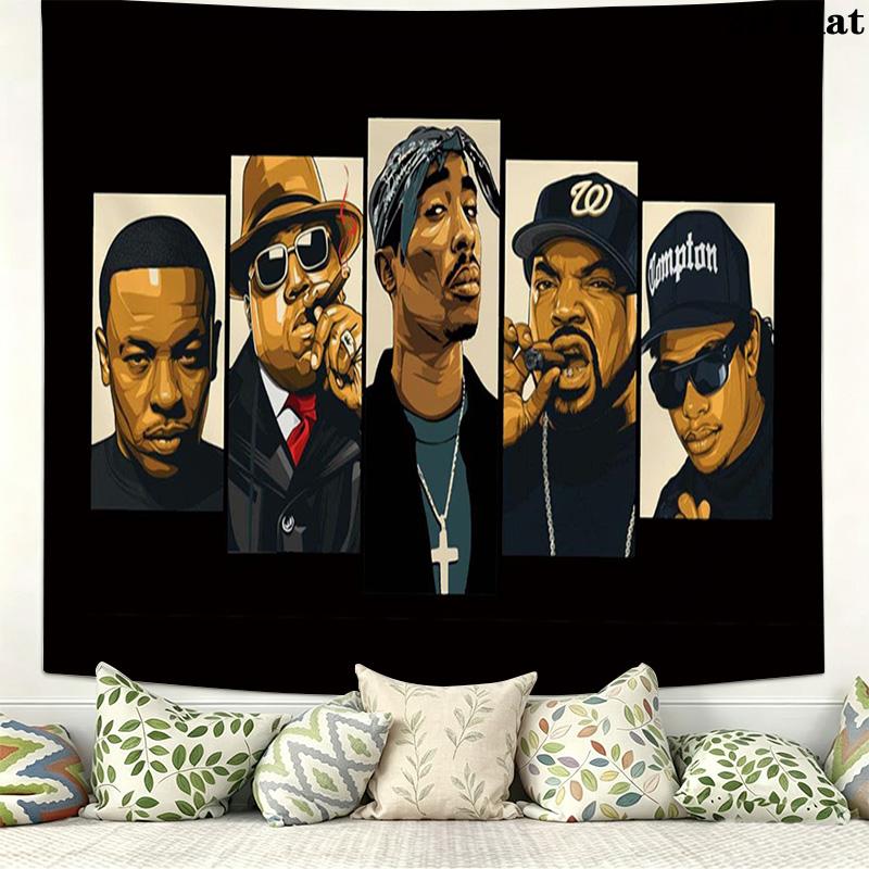 Rapper Wandteppich Ästhetischer Wandbehang Bedruckter Stoffdecke Dekorative Wandteppiche für Schlafzimmer Wohnzimmer Heimdekoration