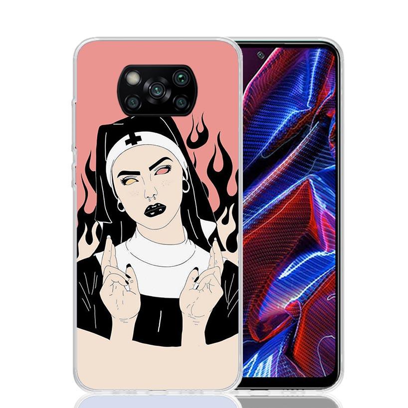 Pink Cat Skull Sorceress Witch Case Phone Cover for Xiaomi Redmi Note 10 9 9S 8 8T 7 5 Pro Mi 12T 11T 10T 9T 12 11 Lite A3 A2 Tr