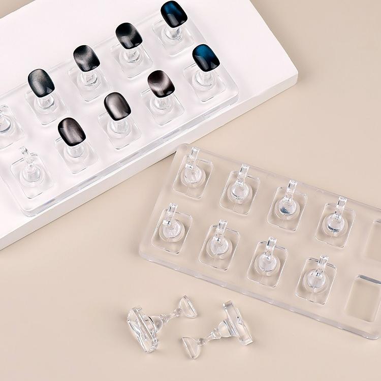 Cat's Eye Glue Practice Holder Non-magnetic Acrylic Transparent Nail Holder Nail Art Bracket Nail Tools