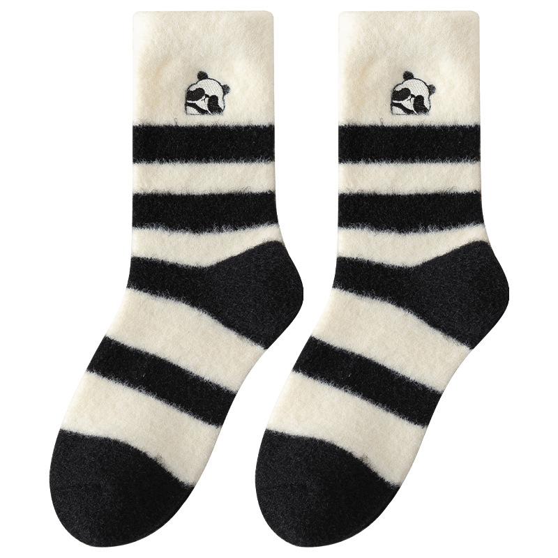 Ponožky Dámské středně vysoké ponožky Podzimní a zimní fleecové Extra silé podlahové ponožky Spací ponožky Pruhované Oboustranný fleece