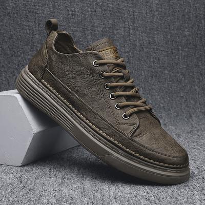 Neue Herren Leder Freizeitschuhe Mode Wasserdichte Herren Arbeitsschuhe Rutschfeste Dickbesohlte Vulkanisierte Schuhe Designer Herren Sneaker