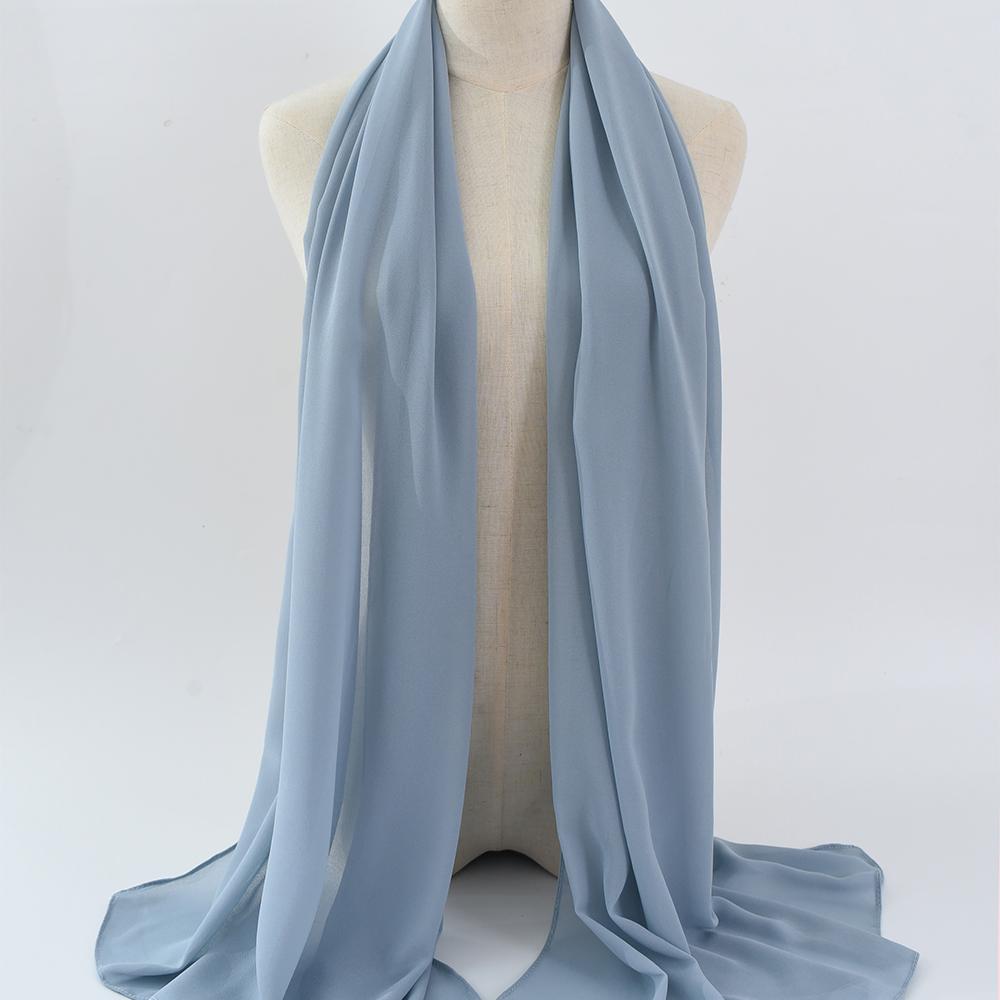 Fashion Pearl Chiffon Hijab Shawls Of Muslim Women Solid Color Head Wraps Scarf For Ladies