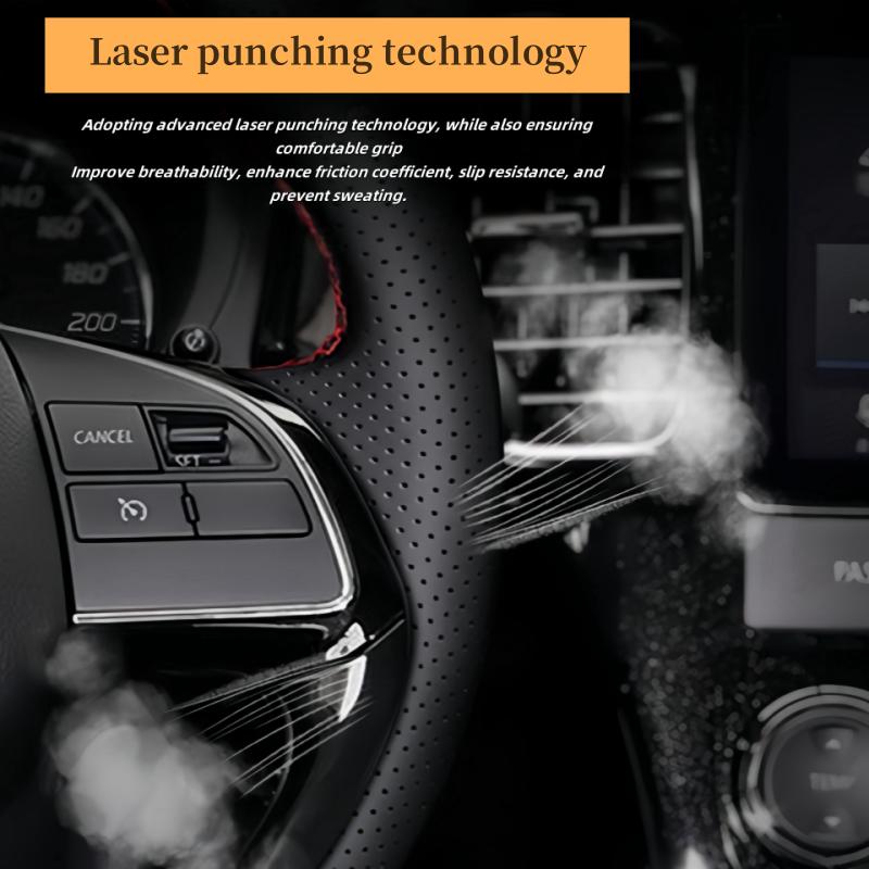 DIY Car Steering Wheel Cover Faux Leather Breathable Black For Leapmotor T03 C11 Steering Wheel Braiding Cover Car Accessories