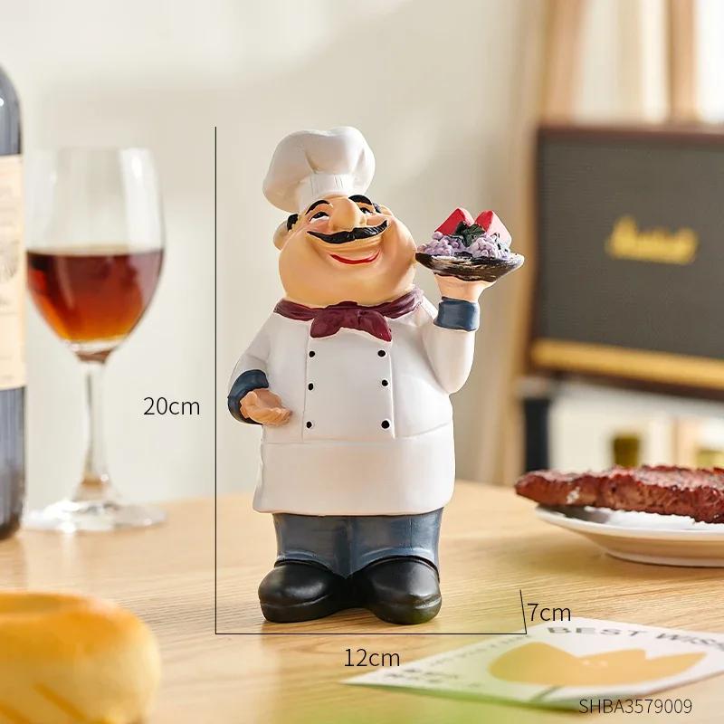 Smiling Chef Figurines Cartoon Character Sculpture Crafts Folk Art Ornaments Desk Accessories Decoration Home Decoration Crafts Gifts