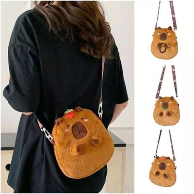 Bolsa de Ombro de Pelúcia Capivara Bolsa de Mão de Desenho Animado Capivara Bolsa de Mão Unissex Capivara