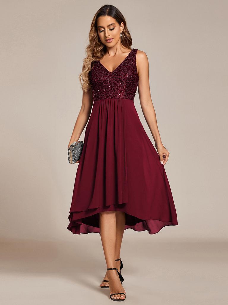 Ever-Pretty Women's Elegant A-Line Empire Waist Midi Length V-Neck Sequin  Bodice Chiffon Wedding Guest Dress – buy the best products in the Ayzeze  online store