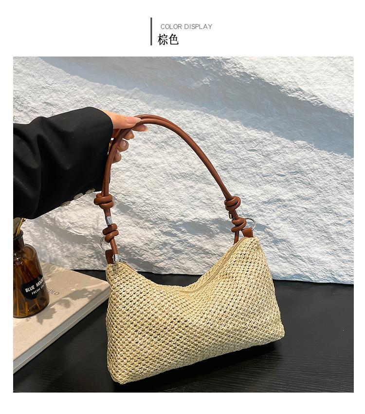 Women Fashi Straw Woven Underarm Tote Bag 2026 New Trend Large Capacity Shoulder Handbag