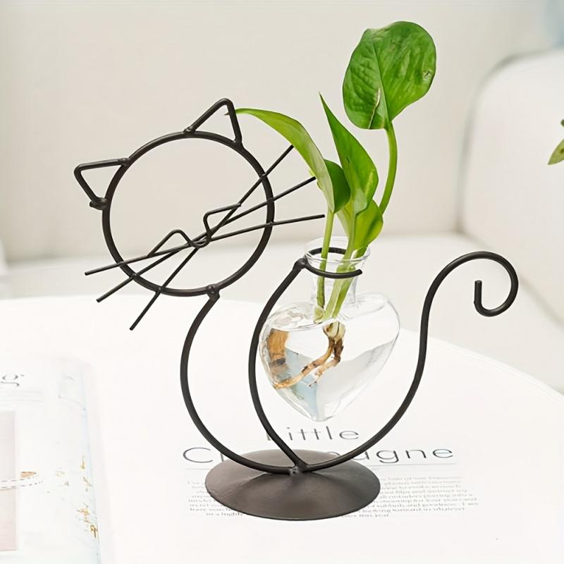 Simple cat iron flower pot hydroponic flower vase creative home living room restaurant table decoration creative ornaments