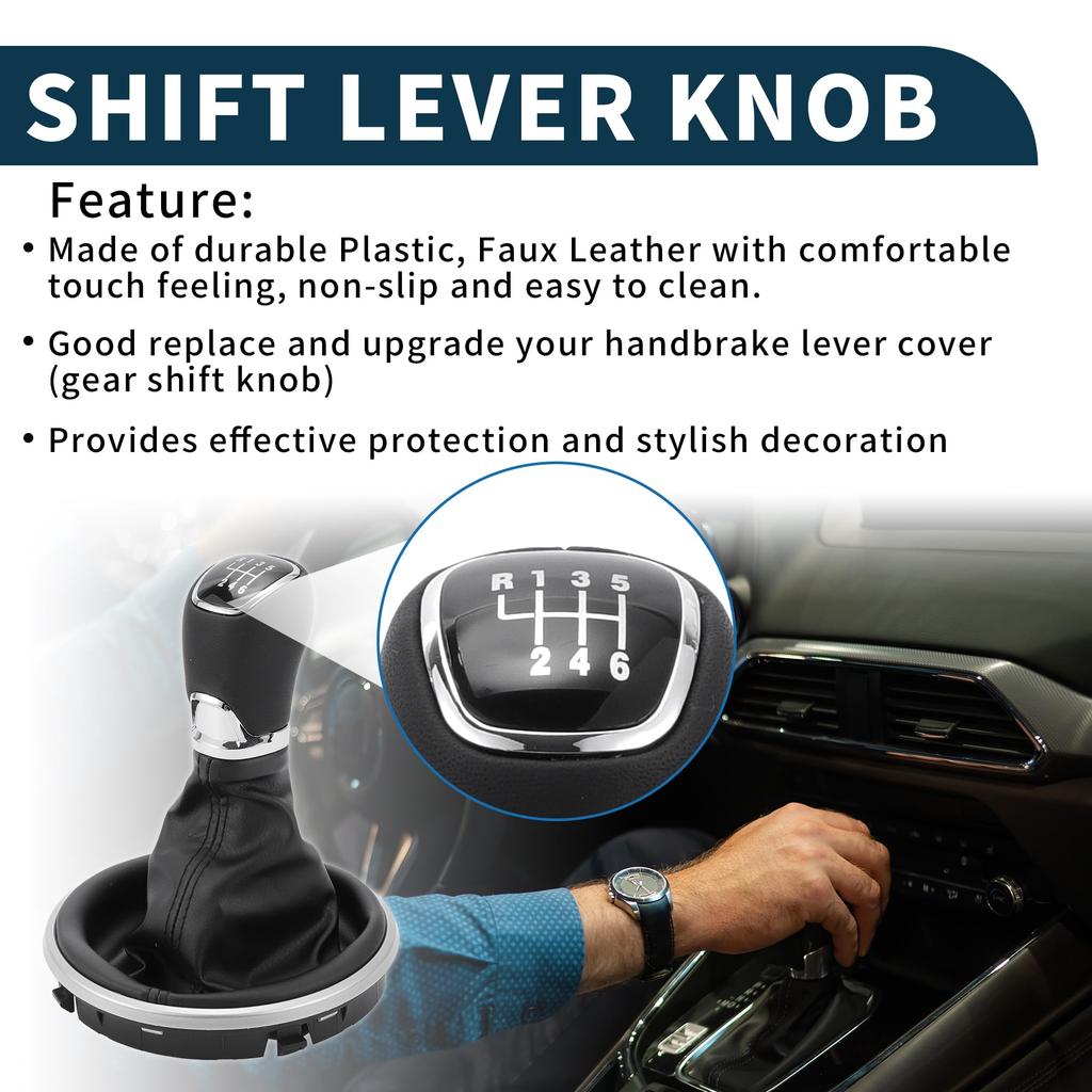 TUCKBOLD Manual Gear Shift Knob Cover for Skoda Fabia II Shift Boot Cover 6-Speed 2007-2014 (1pc)