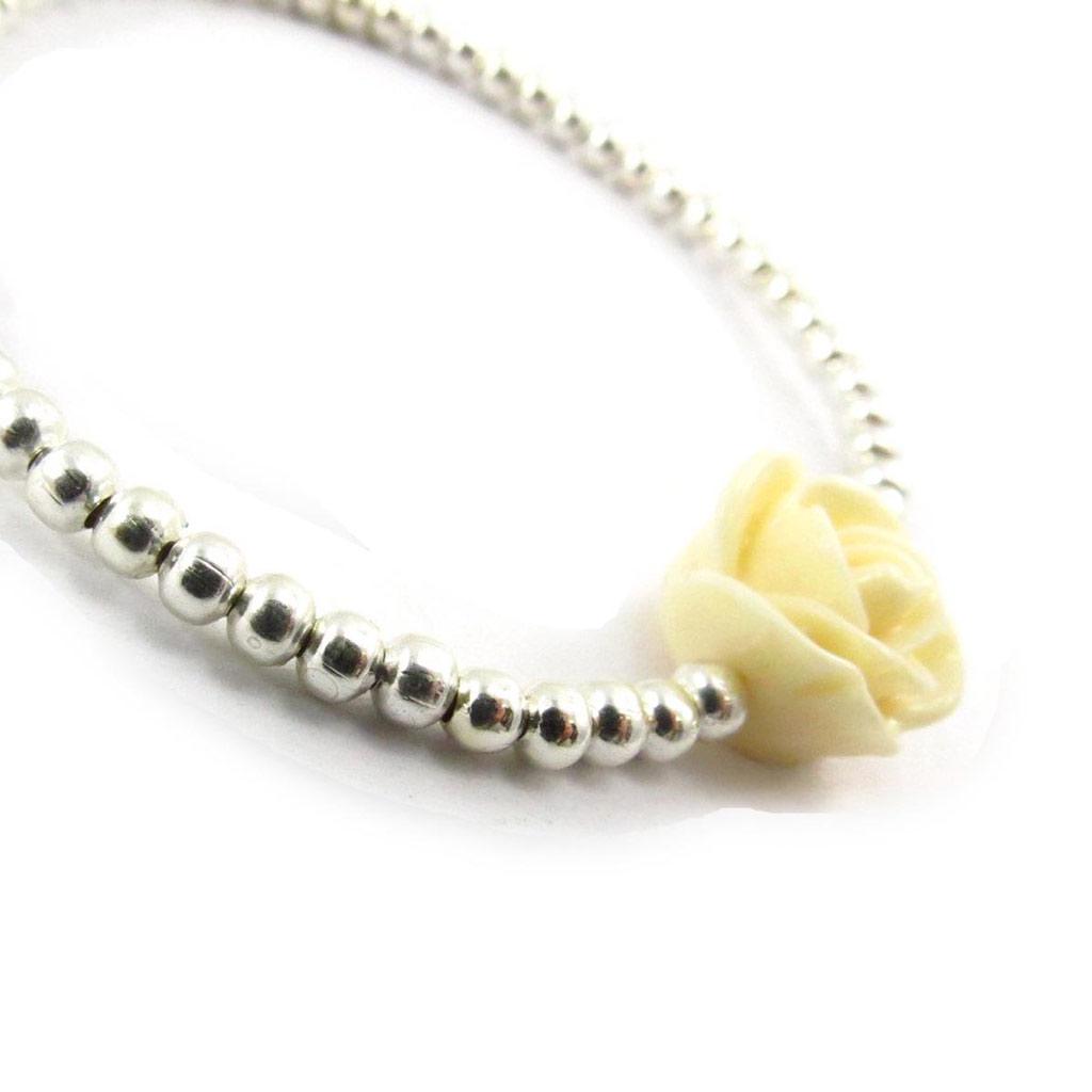 Les Trésors De Lily [J6655] - Designer Bracelet 'Rosa Romantica' Ivory Silver