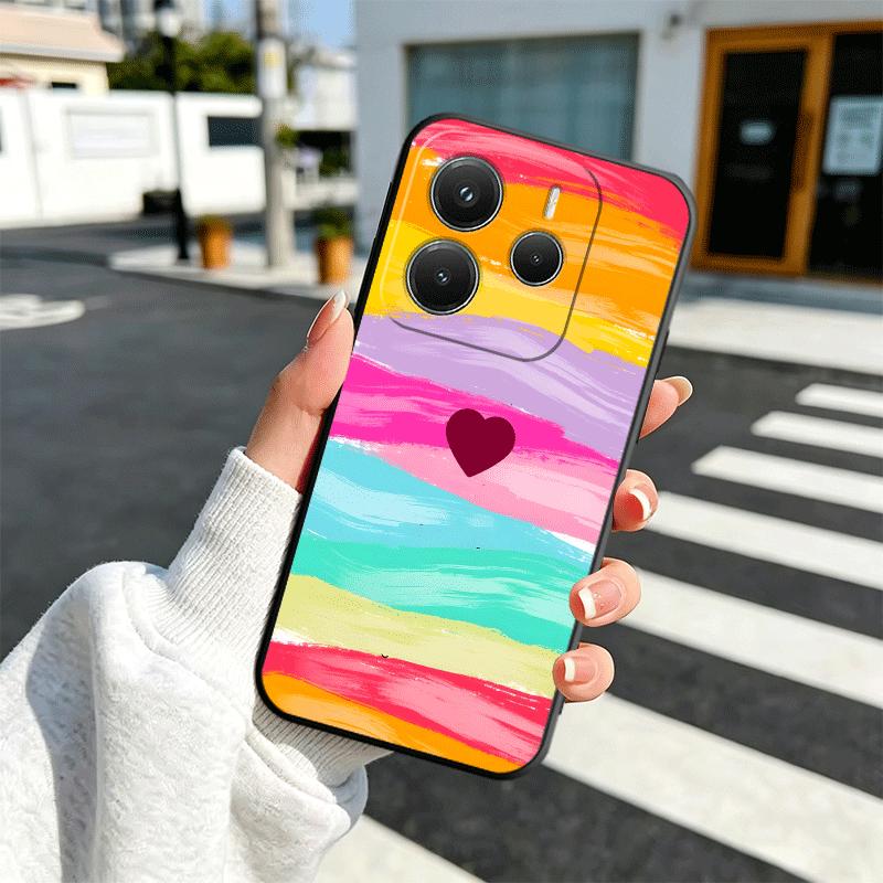 Rainbow Gradient Love Desgin Soft Phone Case for Xiaomi Redmi Note 12 13 14 15 Pro Plus 11 12S 11S 11T 10 4G Black Cover Back Sh