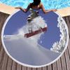 Ski Round Beach Towel, Extreme Sports Theme Beach Blanket Comfortable Absorbent Quick Dry Snow Mountain Print Towel Picnic Mat