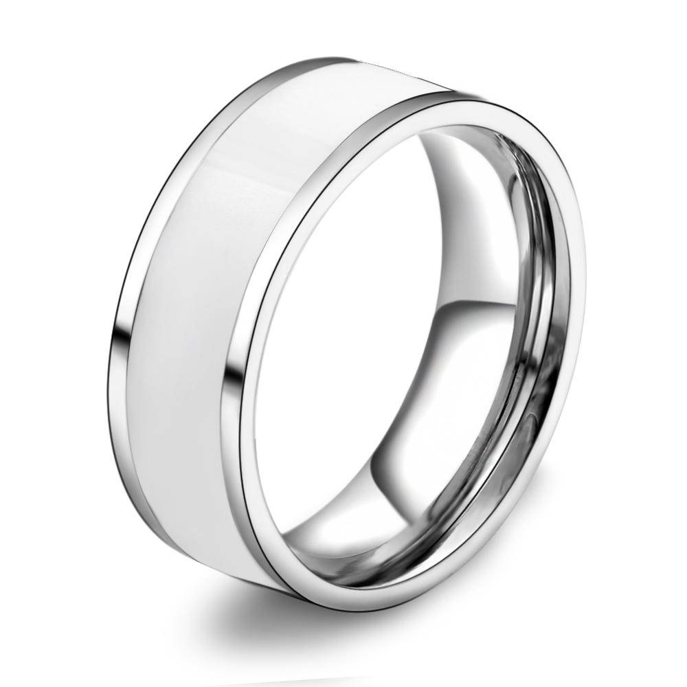 

New Fashion Gold-plated Stainless Steel Ring with Polished Inner Surface; Pure White Enamel Ring for Valentine s Day 6