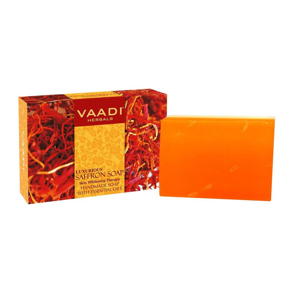 Soap for Skin Whitening with Saffron (75 G), Luxurious Saffron Soap Skin Whitening Therapy Vaadi Herbals