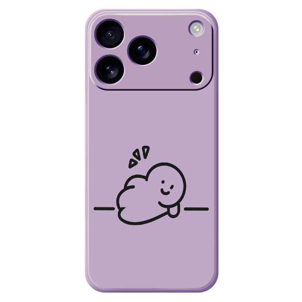

For iPhone 17 Pro Case Stick Figure Pattern Printing Straight Edge TPU Phone Back Cover Purple