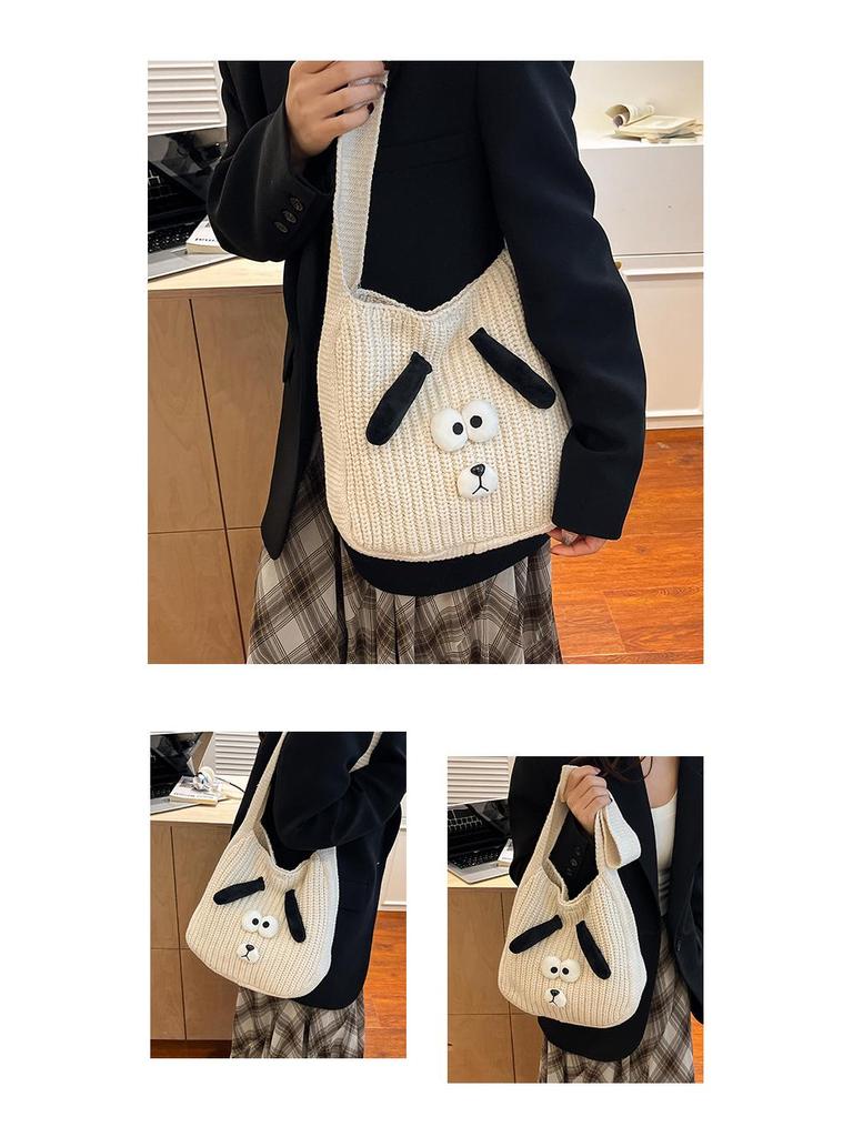 2025 Stylish Knitted Dog Crossbody Bag - Large Capacity Autumn/Winter Shoulder Bag for Women