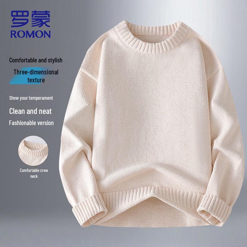 ROMON Men's Warm Round Neck Knit Sweater