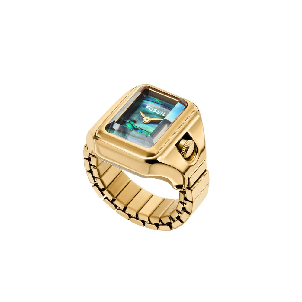 Fossil Raquel Watch Ring for Women Dual Tone Silver Gold Stainless Steel Strap Quartz Movement Water Resistant Elegant Fashion Jewelry Accessory New